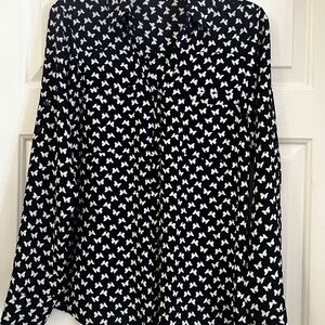 Express Womens Blue Butterfly Portofino Button front Medium